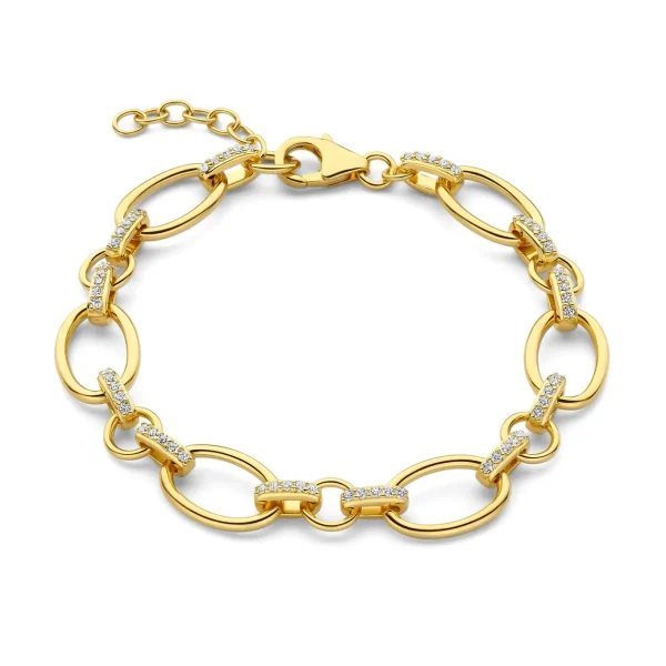 Bibbiena Poppi Clara 925 Sterling Silber vergoldetes Gliederarmband mit Zirkoniasteinen