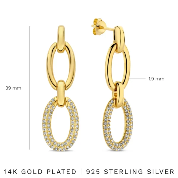 Bibbiena Poppi Clara 925 Sterling Silber vergoldet Tropfen Ohrringe mit Zirkoniasteinen