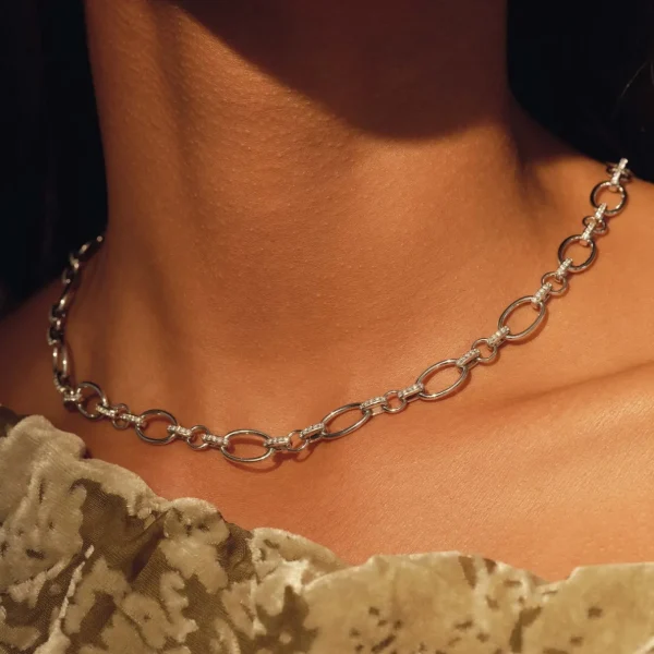 Bibbiena Poppi Clara te 925 Sterling Silber Gliederkette mit Zirkoniasteinen