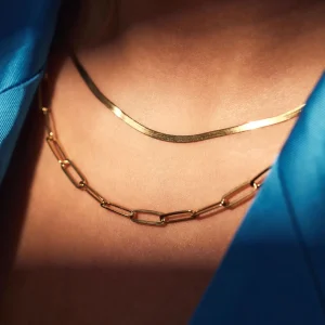 Bibbiena Poppi Felice 925er Sterlingsilber vergoldetes Gliedercollier mit 14 Karat Goldplattierung