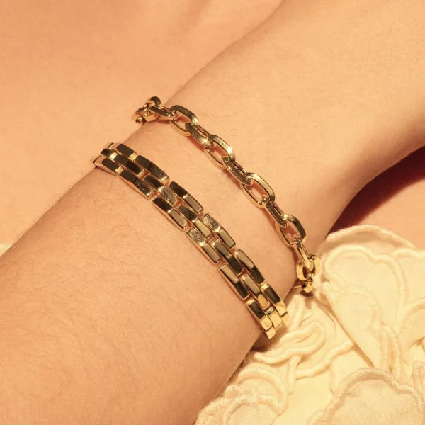 Bibbiena Poppi Lucia 925 Sterling Silber vergoldetes Gliederarmband