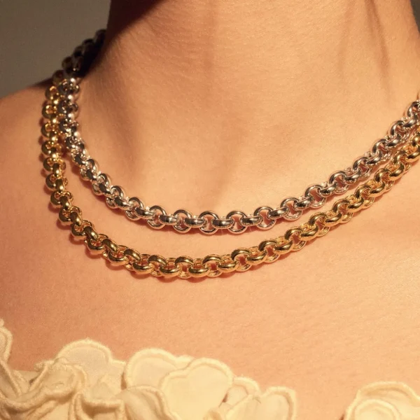 Bibbiena Poppi Lucy 925 Sterlingsilber vergoldetes Gliedercollier
