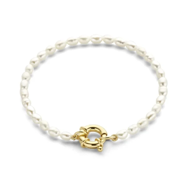 Brioso Cortona Bella 925er Sterlingsilber vergoldetes Perlenarmband mit 14 Karat Goldplattierung