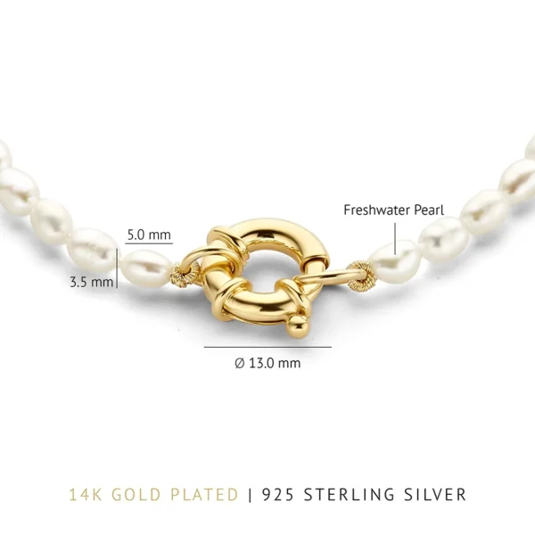 Brioso Cortona Bella 925er Sterlingsilber vergoldetes Perlenarmband mit 14 Karat Goldplattierung