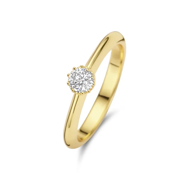 Cento Luci Mila 925er Sterlingsilber vergoldeter Ring mit Zirkoniastein