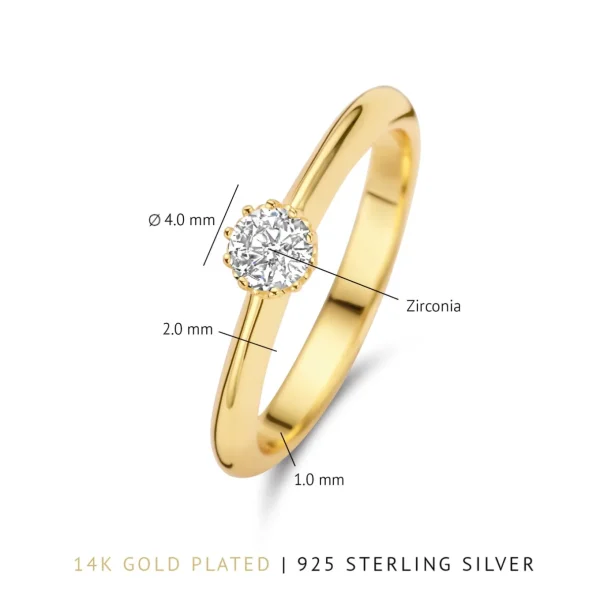 Cento Luci Mila 925er Sterlingsilber vergoldeter Ring mit Zirkoniastein