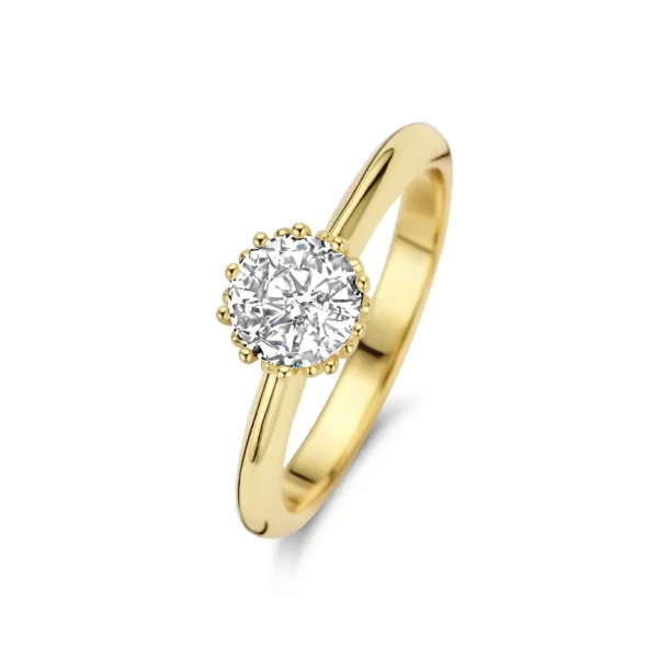 Cento Luci Rosia 925 Sterlingsilber vergoldeter Ring mit Zirkoniastein