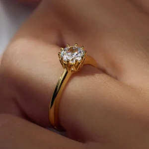 Cento Luci Rosia 925 Sterlingsilber vergoldeter Ring mit Zirkoniastein