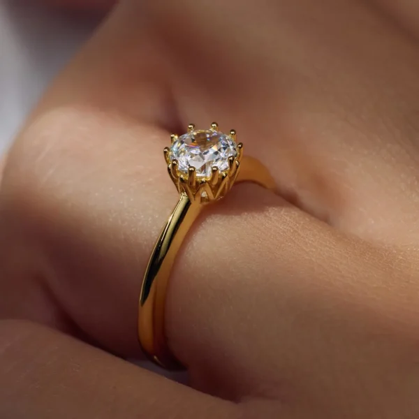 Cento Luci Rosia 925 Sterlingsilber vergoldeter Ring mit Zirkoniastein