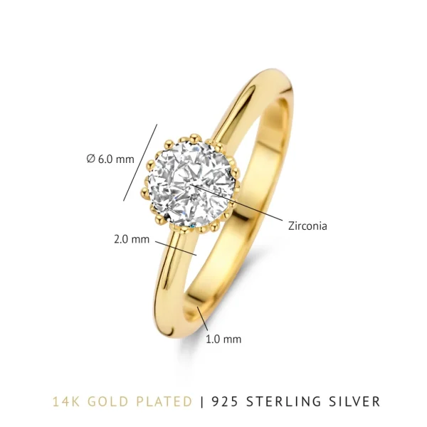 Cento Luci Rosia 925 Sterlingsilber vergoldeter Ring mit Zirkoniastein