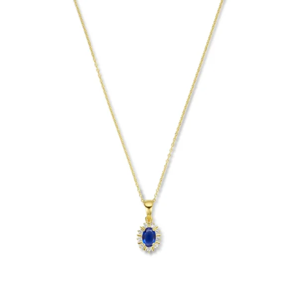 Mia Colore Azure 925 Sterling Silber vergoldetes Collier mit blauem Zirkoniastein