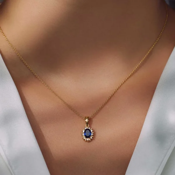 Mia Colore Azure 925 Sterling Silber vergoldetes Collier mit blauem Zirkoniastein