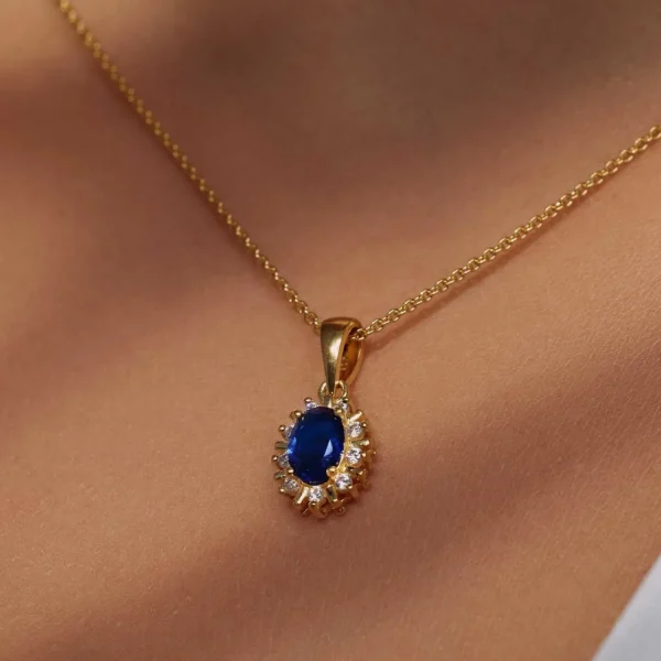 Mia Colore Azure 925 Sterling Silber vergoldetes Collier mit blauem Zirkoniastein
