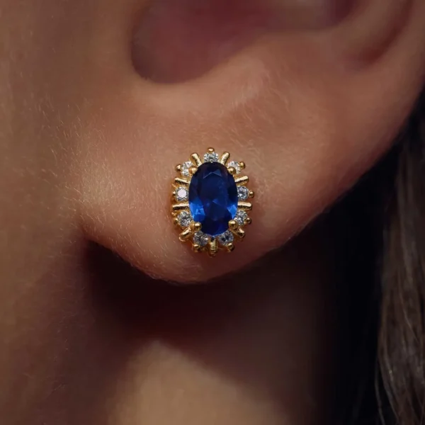 Mia Colore Azure 925 Sterling Silber vergoldete Ohrstecker mit blauem Zirkoniastein