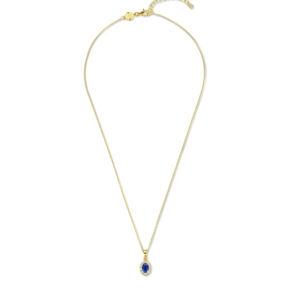 Mia Colore Azure 925 Sterling Silber vergoldetes Collier mit blauem Zirkoniastein