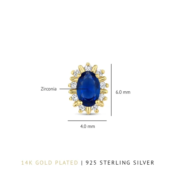 Mia Colore Azure 925 Sterling Silber vergoldete Ohrstecker mit blauem Zirkoniastein