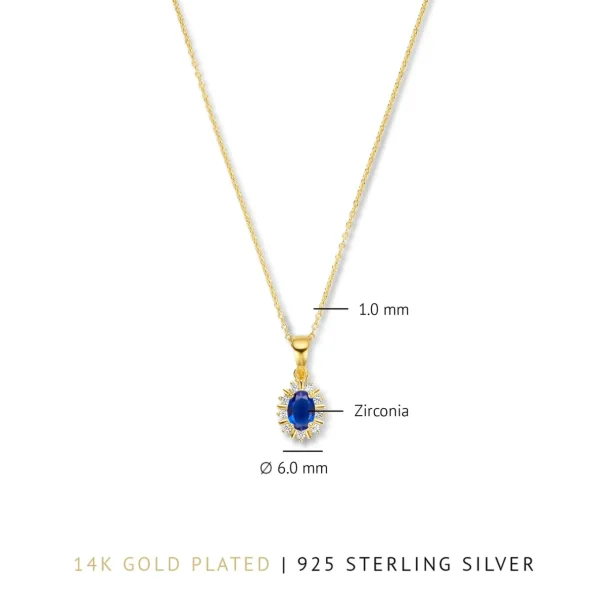 Mia Colore Azure 925 Sterling Silber vergoldetes Collier mit blauem Zirkoniastein