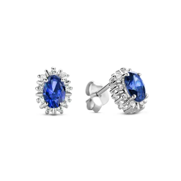 Mia Colore Azure Ohrstecker aus 925er Sterlingsilber mit blauem Zirkoniastein