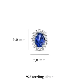 Mia Colore Azure Ohrstecker aus 925er Sterlingsilber mit blauem Zirkoniastein