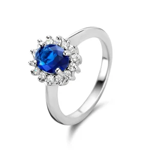 Mia Colore Azure Ring aus 925er Sterlingsilber mit blauem Zirkoniastein