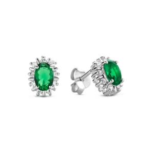 Mia Colore Verdi Ohrstecker aus 925er Sterlingsilber mit grünem Zirkoniastein