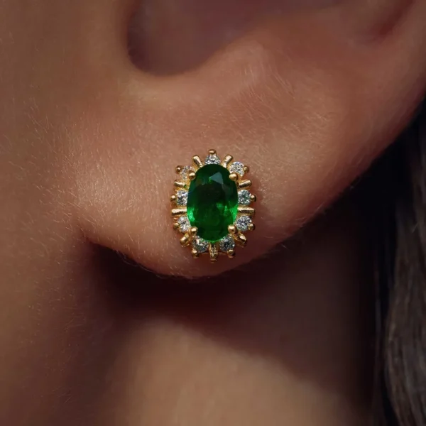 Mia Colore Verdi Ohrstecker aus vergoldetem 925er Sterlingsilber mit grünem Zirkoniastein