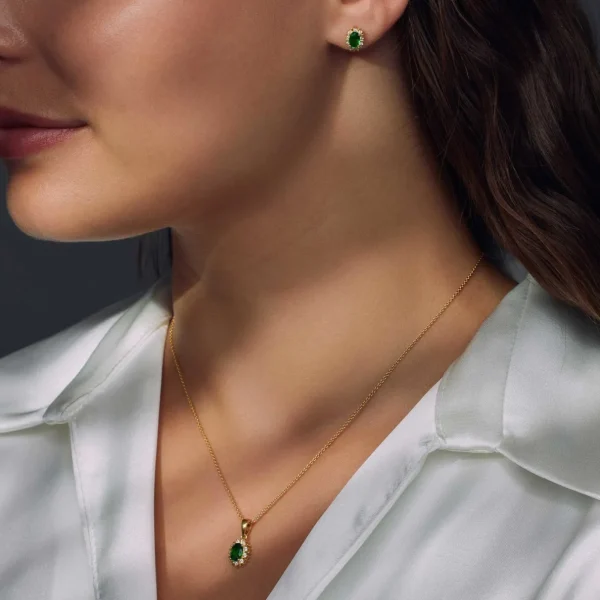 Mia Colore Verdi Ohrstecker aus vergoldetem 925er Sterlingsilber mit grünem Zirkoniastein