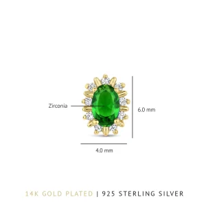 Mia Colore Verdi Ohrstecker aus vergoldetem 925er Sterlingsilber mit grünem Zirkoniastein