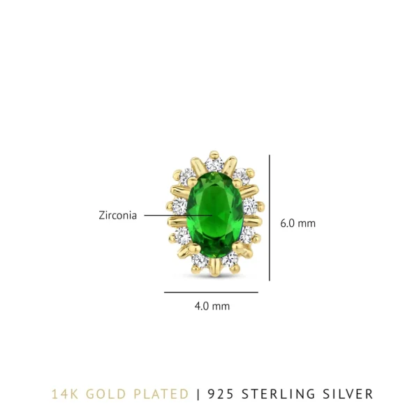 Mia Colore Verdi Ohrstecker aus vergoldetem 925er Sterlingsilber mit grünem Zirkoniastein