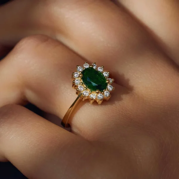 Mia Colore Verdi Ring aus vergoldetem 925er Sterlingsilber mit grünem Zirkoniastein