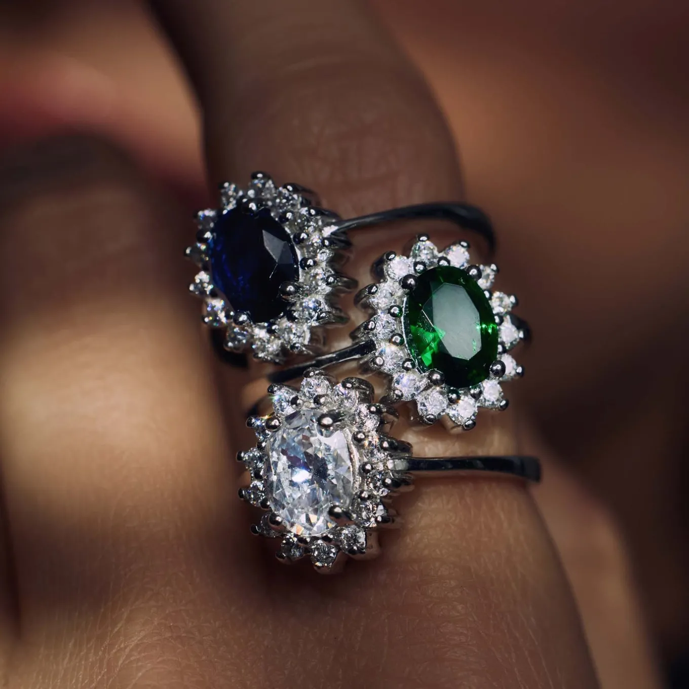 Mia Colore Verdi Ring aus 925er Sterlingsilber mit grünem Zirkoniastein