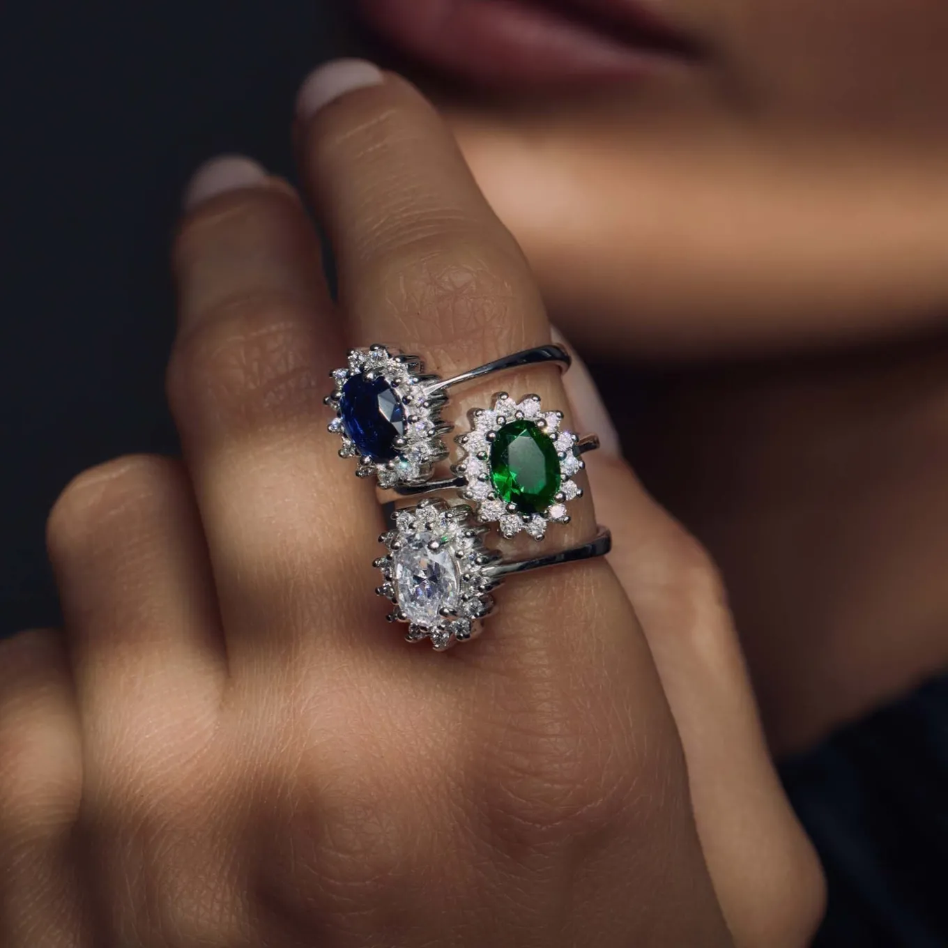 Mia Colore Verdi Ring aus 925er Sterlingsilber mit grünem Zirkoniastein