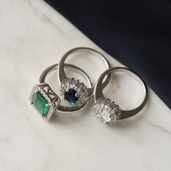 Mia Colore Verdi Ring aus 925er Sterlingsilber mit grünem Zirkoniastein