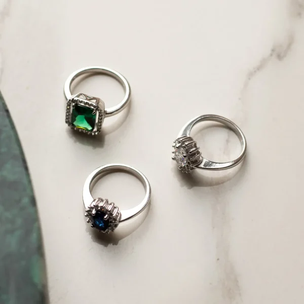 Mia Colore Verdi Ring aus 925er Sterlingsilber mit grünem Zirkoniastein