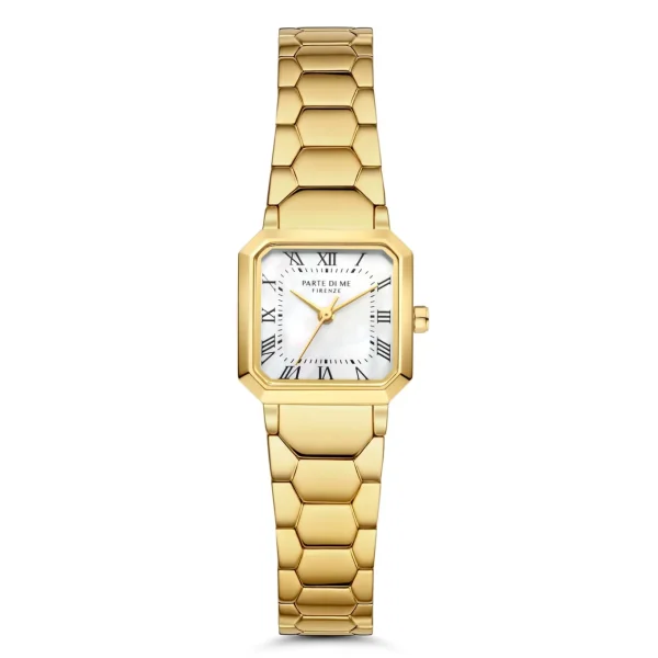 Orologio quadratische Damenuhr goldfarben und Perlmutt