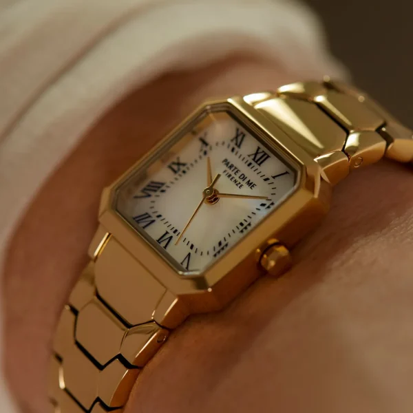 Orologio quadratische Damenuhr goldfarben und Perlmutt