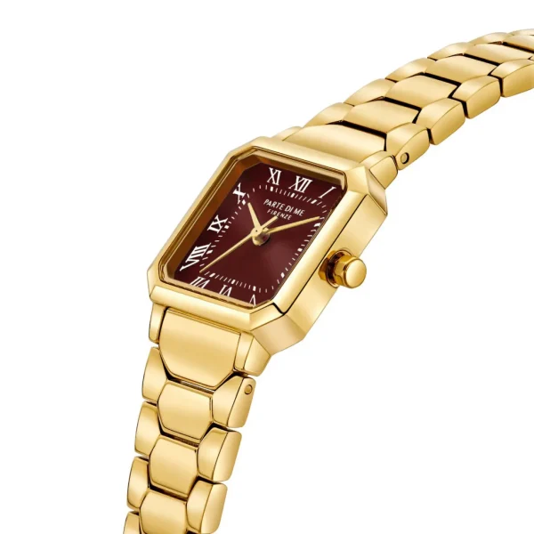 Orologio quadratische Damenuhr goldfarben und dunkelbraun
