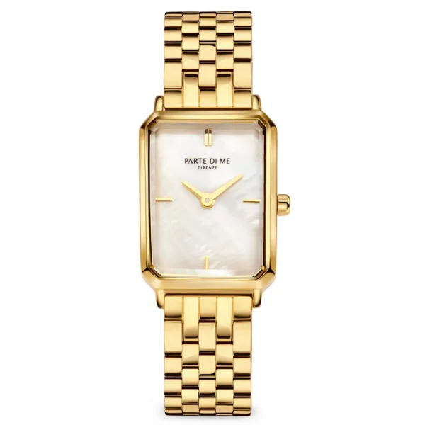 Orologio rechteckige Damenuhr goldfarben und Perlmutt