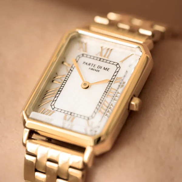 Orologio rechteckige Damenuhr goldfarben und Perlmutt