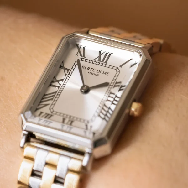 Orologio rechteckige Damenuhr goldfarben und silber