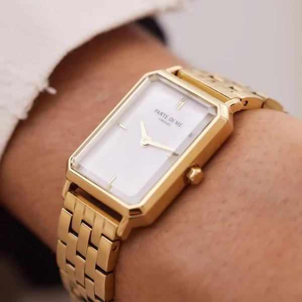 Orologio rechteckige Damenuhr goldfarben und Perlmutt