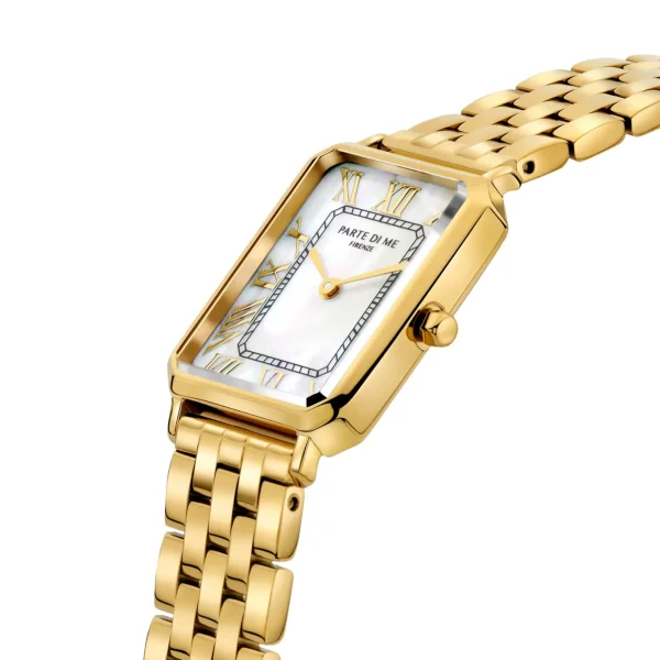 Orologio rechteckige Damenuhr goldfarben und Perlmutt