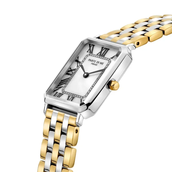 Orologio rechteckige Damenuhr goldfarben und silber
