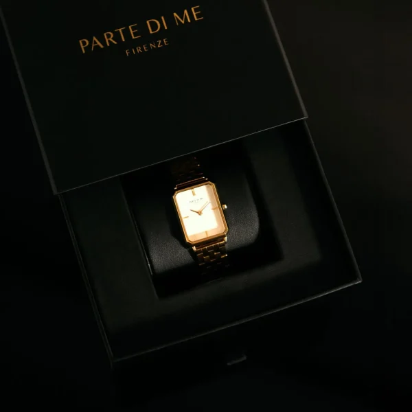 Orologio rechteckige Damenuhr goldfarben und Perlmutt