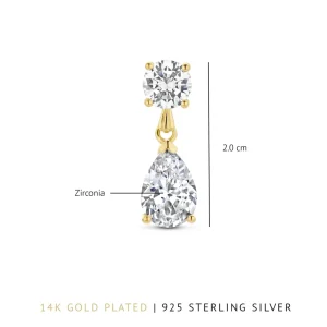 Ponte Vecchio Sienna 925er Sterlingsilber vergoldet Tropfenohrringe mit Zirkoniastein