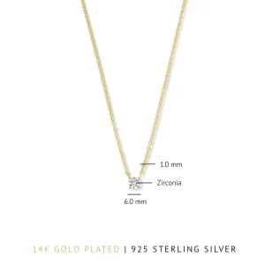 Ponte Vecchio Sofia 925 Sterlingsilber vergoldetes Collier mit Zirkoniastein