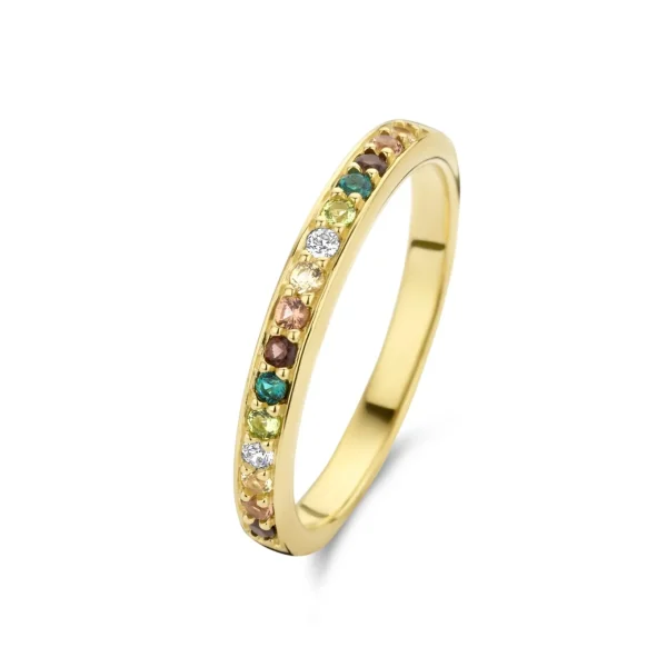 Ring Santa Maria del Fiore 925 Sterlingsilber vergoldet mit farbigen Zirkoniasteinen