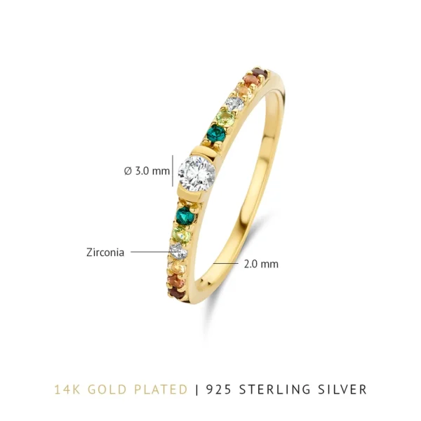 Ring Santa Maria del Fiore 925 Sterlingsilber vergoldet mit farbigen Zirkoniasteinen