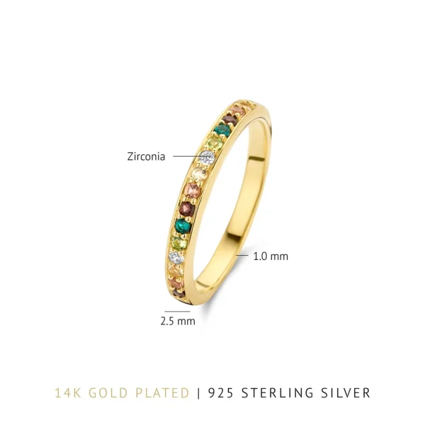 Ring Santa Maria del Fiore 925 Sterlingsilber vergoldet mit farbigen Zirkoniasteinen