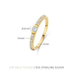Santa Maria della Base 925er Sterlingsilber vergoldeter Ring mit Zirkoniasteinen